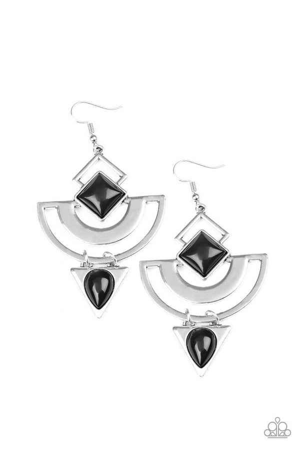 Paparazzi Earring ~ Geo Gypsy - Black - Gtdazzlequeen