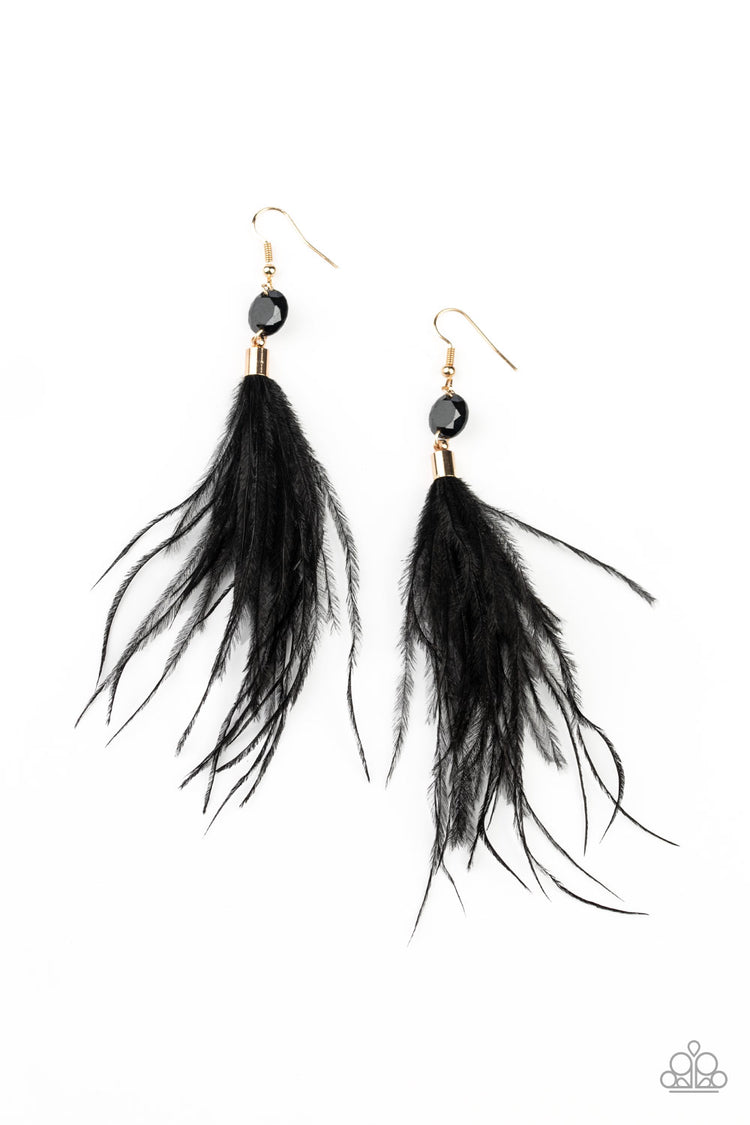 Feathered Flamboyance - Gold/Black earrings - Gtdazzlequeen