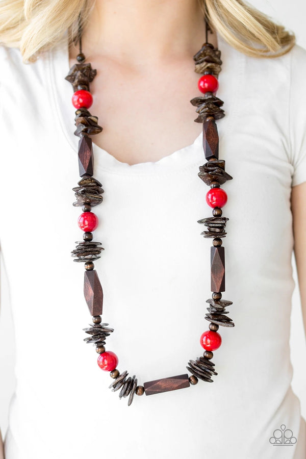 Cozumel Coast-Red wooden necklace - Gtdazzlequeen